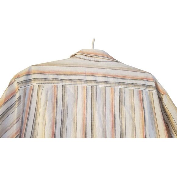 NWT Tasso Ella Island XL 100% Cotton White Orange Tan Striped Button Front Shirt - Picture 3 of 16